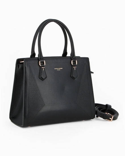 Immagine di DAVID JONES - Borsa a due manici nera con tasca posteriore, tracolla removibile