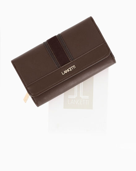 Immagine di LANCETTI - Portafoglio testa moro da donna con inserto scamosciato sulla patta