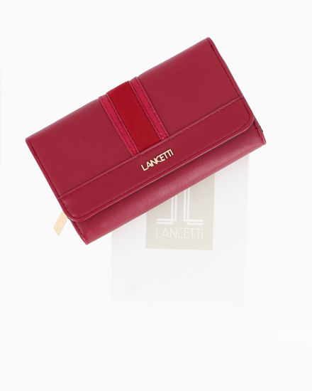 Immagine di LANCETTI - Portafoglio rubino da donna con inserto scamosciato sulla patta