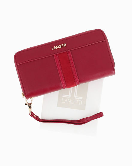 Immagine di LANCETTI - Portafoglio rubino da donna con doppia cerniera e polsiera removibile