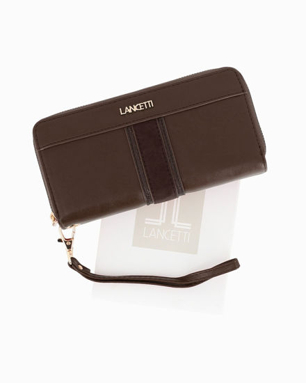 Immagine di LANCETTI - Portafoglio testa moro da donna con doppia cerniera e polsiera removibile