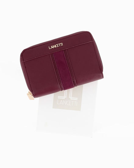 Immagine di LANCETTI - Portafoglio bordeaux da donna con doppia cerniera e inserto scamosciato