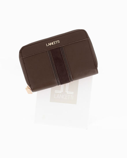 Immagine di LANCETTI - Portafoglio testa moro da donna con doppia cerniera e inserto scamosciato