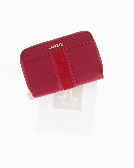 Immagine di LANCETTI - Portafoglio rubino da donna con doppia cerniera e inserto scamosciato