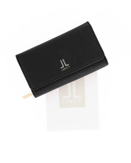 Immagine di LANCETTI - Portafoglio nero da donna con patta