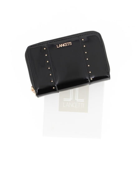 Immagine di LANCETTI - Portafoglio nero in vernice da donna con doppia cerniera