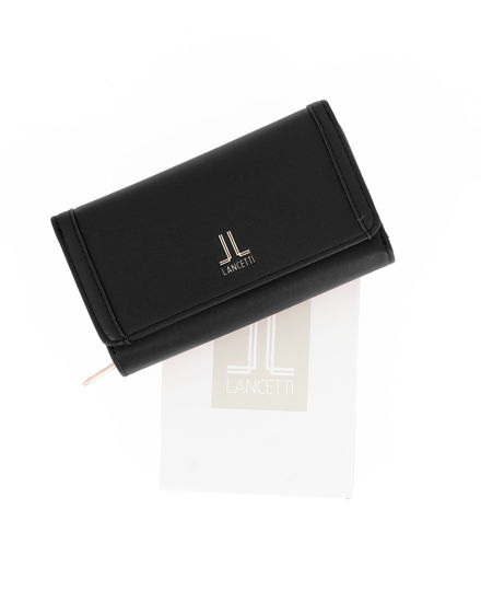 Immagine di LANCETTI - Portafoglio nero da donna con patta