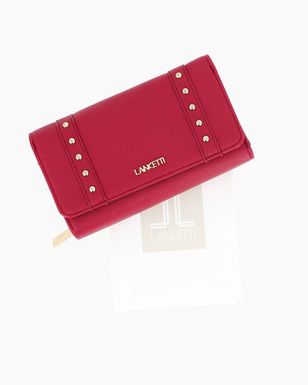 Immagine di LANCETTI - Portafoglio rubino da donna con dettaglio borchie sulla patta