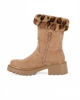 Immagine di MISS GLOBO - Stivale camel scamosciato con pelliccia leopardata e zip laterale, tacco 5CM