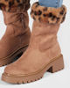 Immagine di MISS GLOBO - Stivale camel scamosciato con pelliccia leopardata e zip laterale, tacco 5CM