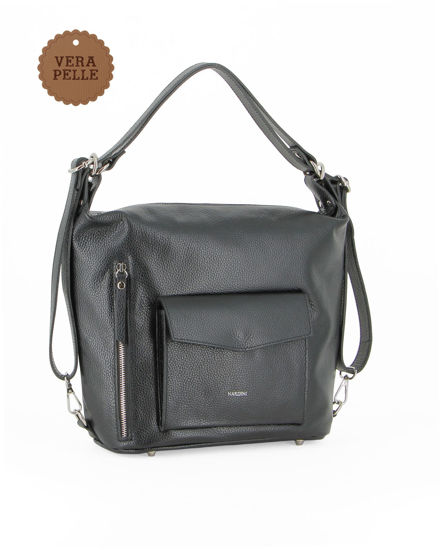 Immagine di NARDINI - Borsa/Zaino nera con doppia tasca frontale e tasca posteriore