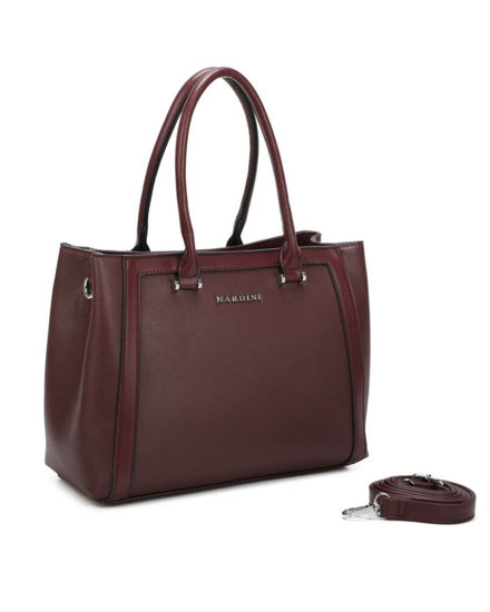 Immagine di NARDINI - Borsa due manici bordeaux con tasca posteriore e tre scomparti interni, tracolla removibile