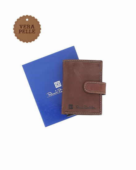 Immagine di RENATO BALESTRA - Portafoglio marrone in VERA PELLE da uomo con pattina e taschino posteriore