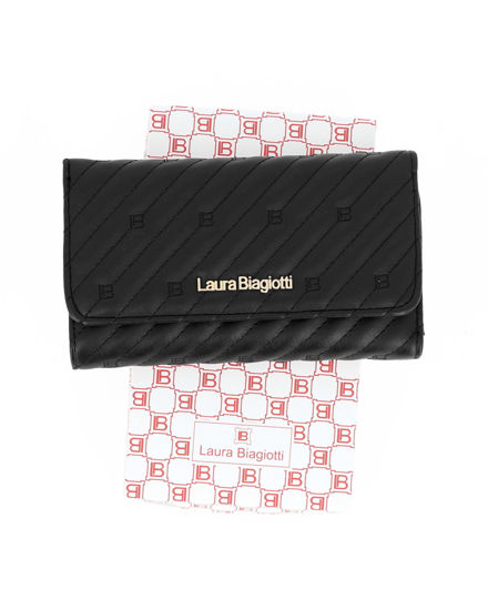 Immagine di LAURA BIAGIOTTI - Portafoglio nero trapuntato da donna con patta