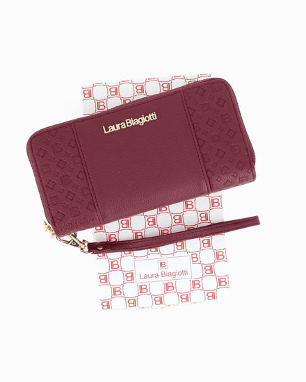 Immagine di LAURA BIAGIOTTI - Portafoglio bordeaux loggato da donna con doppia cerniera e polsiera removibile