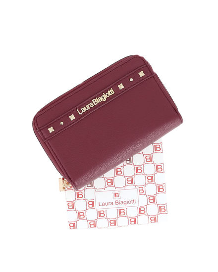 Immagine di LAURA BIAGIOTTI - Portafoglio bordeaux da donna con doppia cerniera, dettaglio borchie