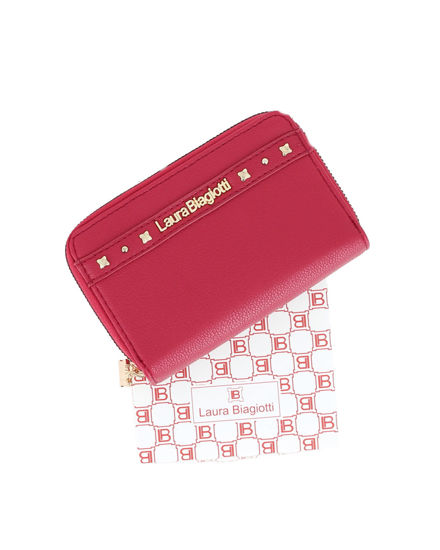 Immagine di LAURA BIAGIOTTI - Portafoglio rubino da donna con doppia cerniera, dettaglio borchie