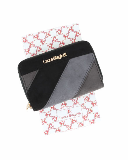 Immagine di LAURA BIAGIOTTI - Portafoglio nero scamosciato da donna con doppia cerniera
