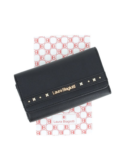 Immagine di LAURA BIAGIOTTI - Portafoglio nero da donna con dettaglio borchie sulla patta