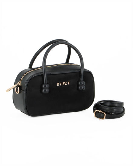 Immagine di RIFLE - Minibag nera con parte frontale scamosciata, tracolla removibile