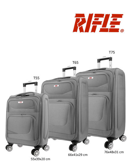 Immagine di RIFLE - TROLLEY GRIGIO IN TESSUTO CON DOPPIA TASCA FRONTALE E 4 RUOTE