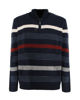 Immagine di BREZZA DI MARE - MAGLIA MANICA LUNGA BLU SCURO MEZZA ZIP F12  A RIGHE