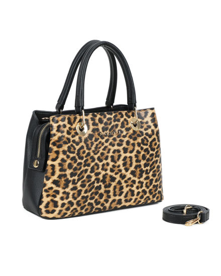 Immagine di NARDINI - Borsa due manici leopardata con tre scomparti principali, tracolla removibile