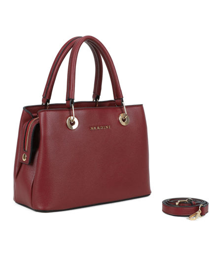Immagine di NARDINI - Borsa due manici rubino con tre scomparti principali, tracolla removibile