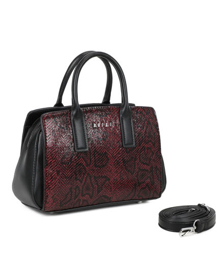 Immagine di RIFLE - Borsa due manici bordeaux pitonata con tre scomparti principali, tracolla removibile