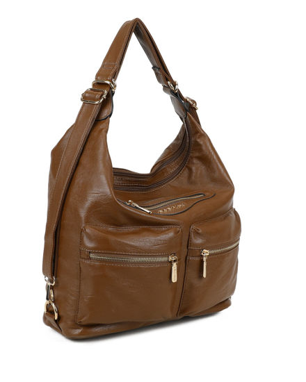 Immagine di NARDINI - Borsa/Zaino marrone con due scomparti principali, tre tasche frontali e una posteriore