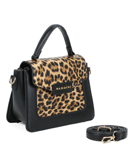 Immagine di NARDINI - Minibag leopardata con patta e logo frontale, tracolla removibile