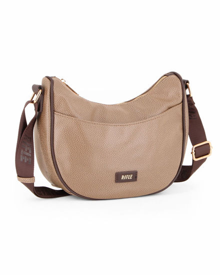 Immagine di RIFLE - Borsa mezzaluna cioccolato con tasca frontale