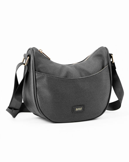 Immagine di RIFLE - Borsa mezzaluna nera con tasca frontale