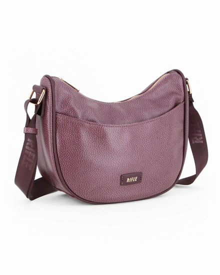 Immagine di RIFLE - Borsa mezzaluna bordeaux con tasca frontale