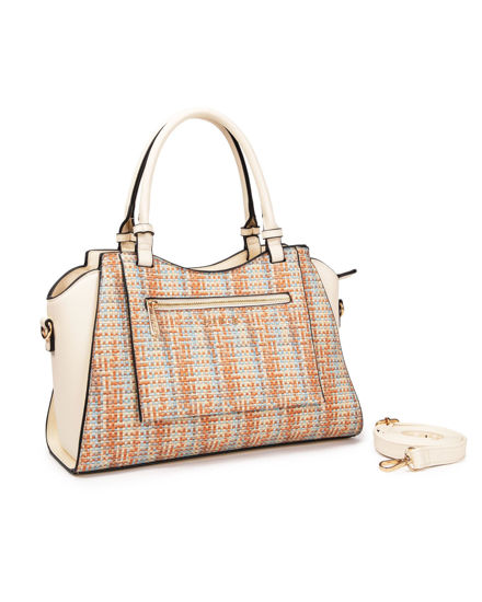 Immagine di RIFLE - Borsa due manici multicolor effetto intreccio con tasca frontale e posteriore, tracolla removibile