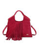 Immagine di ENRICO COVERI - Borsa a mano rossa scamosciata con frange e tasca posteriore, tracolla removibile