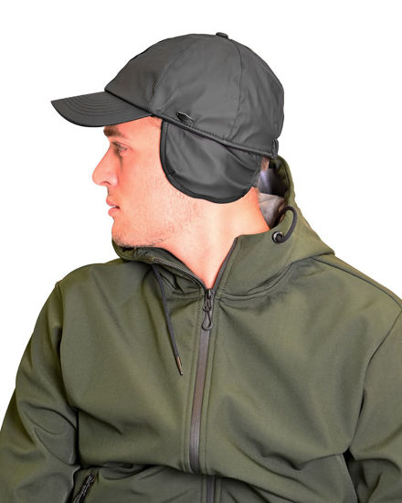 Immagine di KEY UP - CAPPELLO INVERNALE NERO  DA UOMO IMPERMEABILE  E ANTIVENTO CON PARAORECCHIE