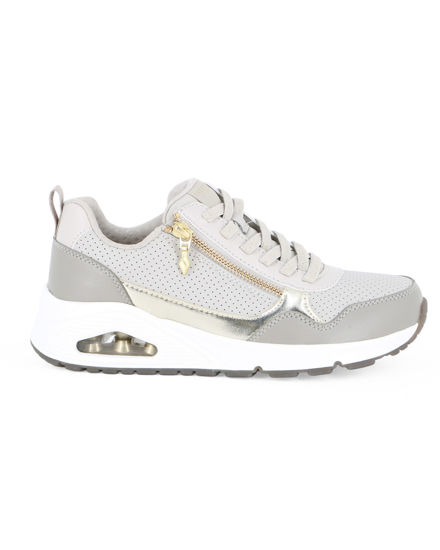 Immagine di SKECHERS - UNO - METALLIC SLIDERS - Sneakers taupe da donna  con zip laterale