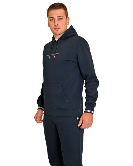 Immagine di KEY UP - FELPA BLU DA UOMO CON CAPPUCCIO E STAMPA FRONTALE