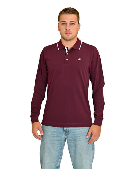 Immagine di KEY UP - POLO GRIGIO MANICA LUNGA DA UOMO IN PIQUET CON RIGHINI COLLO   (STANDARD OEKO TEX)