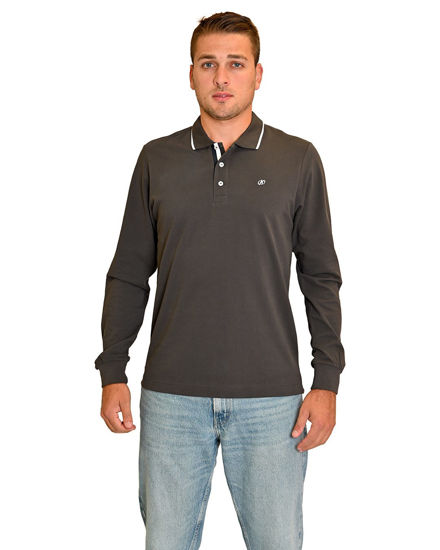 Immagine di KEY UP - POLO BORDEAUX MANICA LUNGA DA UOMO IN PIQUET CON RIGHINI COLLO   (STANDARD OEKO TEX)