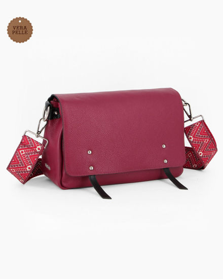 Immagine di DIVAS - Borsa rubino modello postina VERA PELLE, MADE IN ITALY