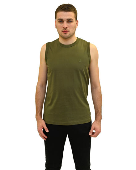 Immagine di KEY UP - TSHIRT SMANICATA VERDE OLIVA DA UOMO IN COTONE JERSEY (STANDARD OEKO-TEX)