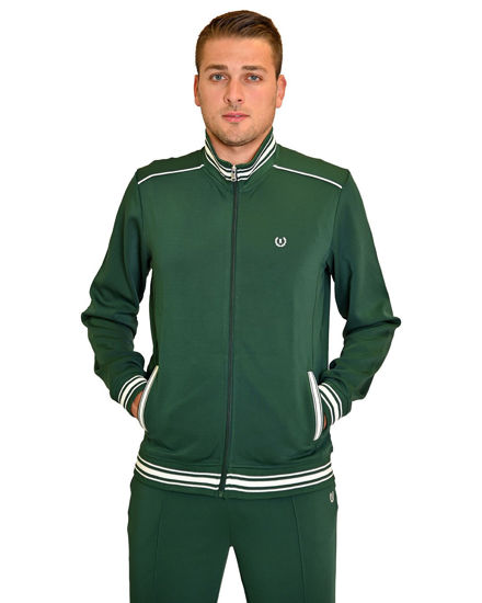 Immagine di KEY UP - FELPA VERDE DA UOMO FULL ZIP ACETATA CON DETTAGLI RICHE