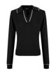 Immagine di BACHATA - Maglia manica lunga nera con scollo a V e colletto da donna