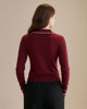 Immagine di BACHATA - Maglia manica lunga bordeaux con scollo a V e colletto da donna