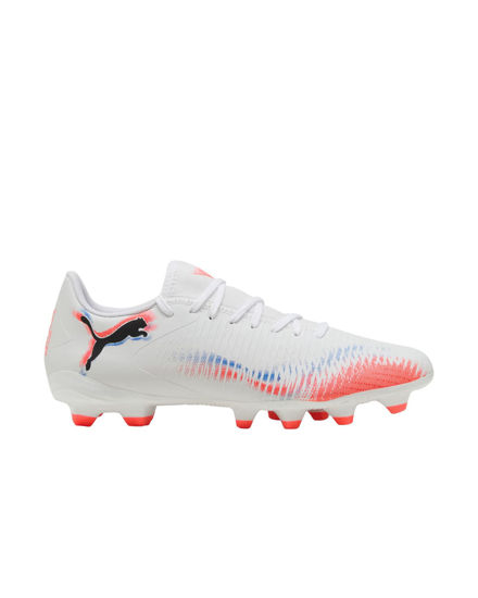 Immagine di PUMA - Scarpa da calcio bianca con dettagli arancioni e blu - FUTURE 8 PLAY FG/AG