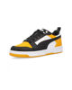 Immagine di PUMA - Scarpa da bambino nera e bianca con dettagli gialli - PUMA REBOUND V6 LO AC PS