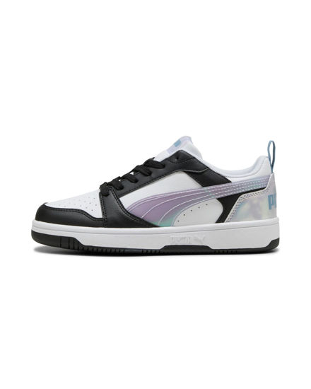 Immagine di PUMA - Scarpa da ragazza bianca/nera con dettagli lilla - REBOUND V6 LO SPACE BELLE JR