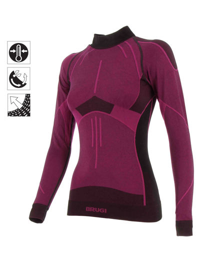 Immagine di BRUGI - Maglia da donna viola e nera termica traspirante senza cuciture